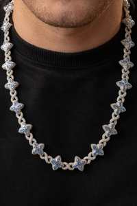 Cuban Link Chain: Clover Bule infinity Iced Chain Necklace