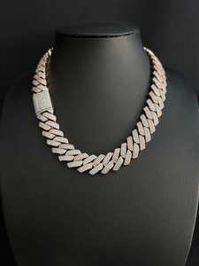 Cuban Link Chain: 20mm Iced Out Miami Chain 2tone Rose gold