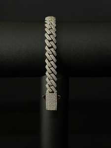 Cuban Link Bracelet: 8MM Iced Maiami Bracelet - White Gold