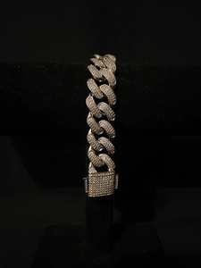 Cuban Link Bracelet: 18mm iced cuban bracelet - white gold