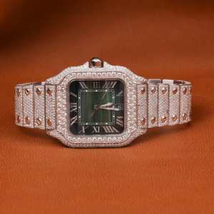 Iced Out Watches: Cartier Green 36mm - swiss movement,  Automatic luxury custom watch