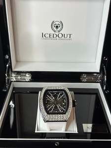 Iced Out Watches: IcedOut Elite Baguette Watch - white ice