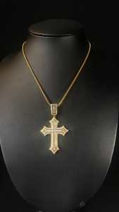 Gold Cross Pendant Necklace - Iced Out with Premium Detailing