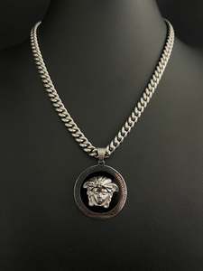 Iced Out Pendants: Medusa Pendant White Gold