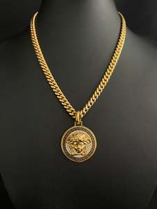 IcedOut Medusa pendant - Gold Black Trim