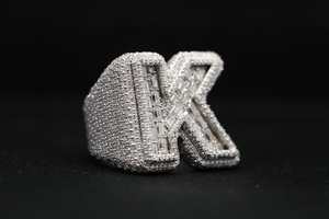 💎 Iced-Out “K” Initial Ring – Moissanite & S925 Silver