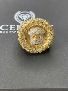 Iced Out Ring: Iced Out Jesus Face Gold Ring