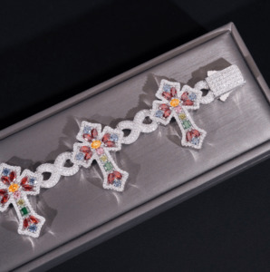 Color VVS Moissanite Baguette Cross Bracelet – Real Ice, Real Silver, Zero Com&hellip;