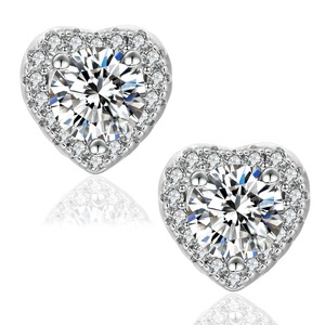 Heart cut vvs1+925 silver earrings