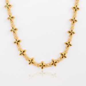 Clover yellow infinity Iced Chain Necklace - Gold