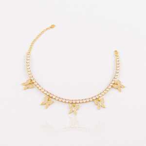 Cuban Link Bracelet: Iced Out Butterfly Tennis Bracelet - Gold