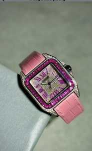 Iced Out Watches: Pink   Cartier Custome order- Moissanite Stone