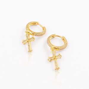 Cross earring gold pair