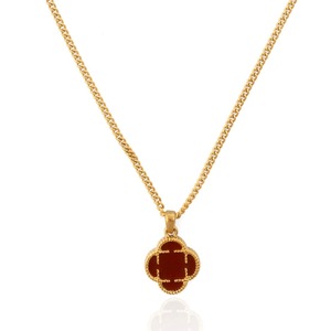 Iced Out Pendants: Onyx Clover Red Stone Pendant (Gold)