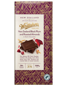 Whittaker’s New Zealand Plum & Almond Chocolate 100g x 6 Value Pack