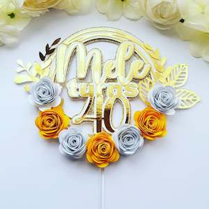 Novel Cake Toppers: Personalized 3D  yellow and White Cake Topper