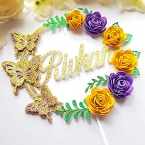 Cake Toppers: Personalized Layer 3D  Butterfly Cake Topper