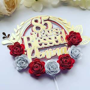 Cake Toppers: Personalized Layer 3D  Red and White Cake Topper