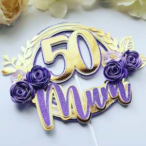 Cake Toppers: Personalized Layer 3D  Purple and Gold Cake Topper