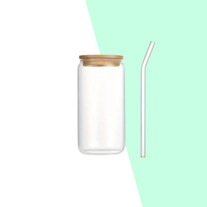Glass Tumbler with Bamboo Lid Blank