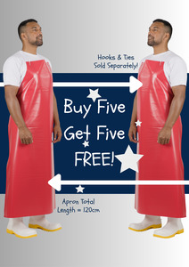 Matariki Specials One Get One Free: PVC Apron Only | Red 120cm length [LABR]