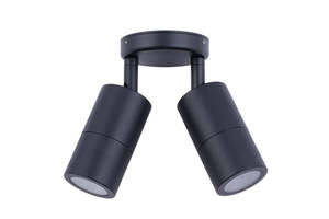 Lamps: Wall Light Adj Twin GU10 Blk IP65 No Lamps