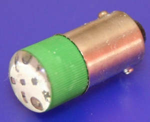 Incandescent 36: Lamp LED 130VAC Green BA9