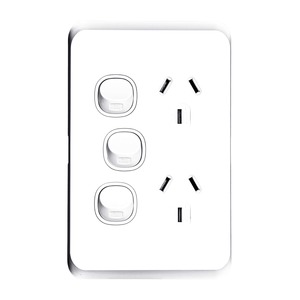 Sleek Switch Socket Double 10A Extra Sw 16A Vertical