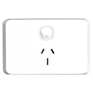 Sleek Switch Socket Single 15A Horizontal