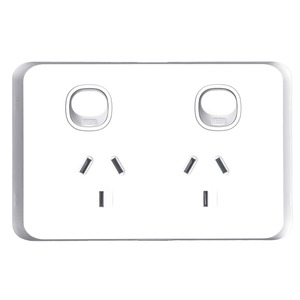 Sleek Switch Socket Double 10A Horizontal