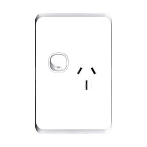 Sleek Switch Socket Single 10A Vertical