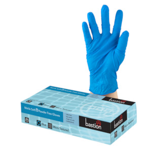 Bastion Nitrile Soft P/F Blue Gloves Large