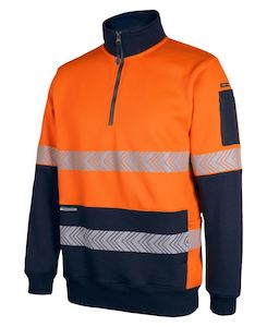 Hi Vis Jackets: JB'S HI VIS 330G 1/2 ZIP SEGMENTED TAPE FLEECE 6DPS