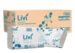 Livi Essentials 1ply Multifold Paper Towel-200 Sheets-Case of 20 Packs