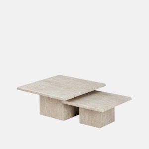 Tables: Square Travertine Nesting Coffee Tables