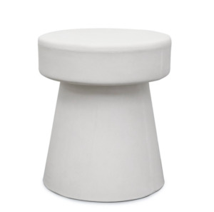 Mushroom Concrete Stool/ Side Table White