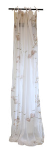 White Voile Curtain with Magnolias (Set of 2)