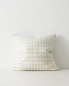 Cushions Throws: Giovanni Feather  Houndstooth Cushion - Salt