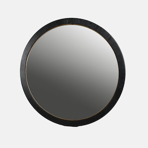 Mirrors: Round Mirror Oak - Black