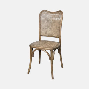 Curved Oak Rattan Dining Chair