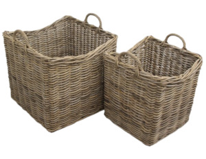 Planters: Grove Rattan Square Planter Basket (Set of 2)