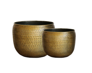 Ravello Etched Planters - Brass (Set of 2)