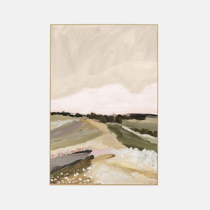 Canvas Over The Meadow Green  - Framed