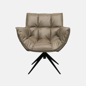 Memphis Leather Swivel Armchair - Beige