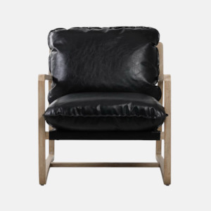 Leather: Maxwell Faux Leather Armchair -  Black