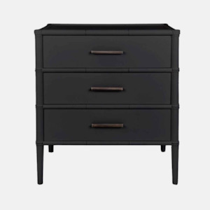 Bamboo Bedside Three Drawer - Black