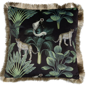 Velvet Safari Cheetah & Monkey Cushion