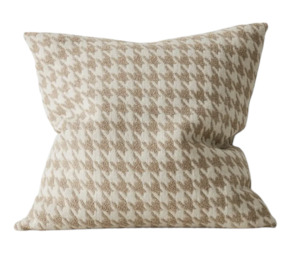 Giovanni Feather  Houndstooth Cushion - Oatmeal
