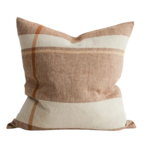 Dante Feather Filled Check Cushion - Tobacco