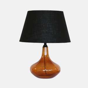 Lamps: Amber Glass Table Lamp